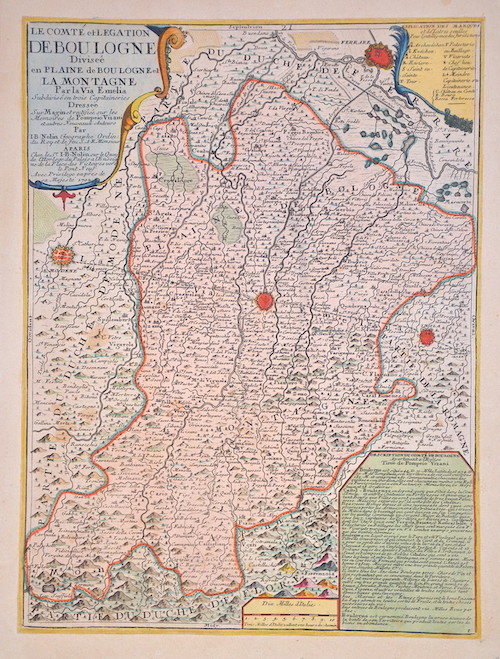 Le compte et legation de Boulogne Divisee en Plaine de Boulogne et la Montagne Par la Via Emelia..