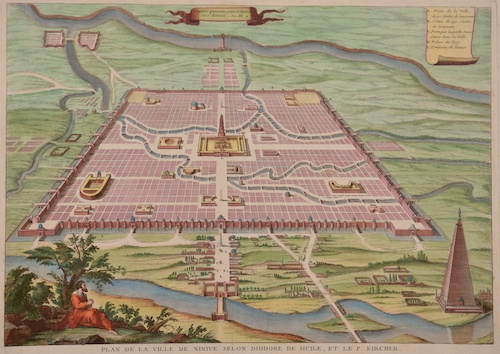 Plan de la ville de Ninive selon Diodore de Sicile, et le P. Kircher