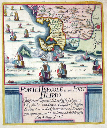 Porto Hercule u. Das Fort Filippo.Auf der Toscaischen Küste belegene wie solche……..