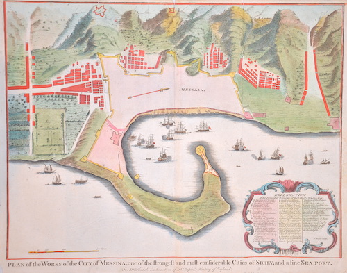 Plan of the Works of the city of Messina, one of the strongest and most confiderable Cities of Sicily, and a fine sea- port