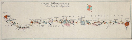 Viaggio da Firenze a Roma Sono Poste 22 1/4 Miglia 164.