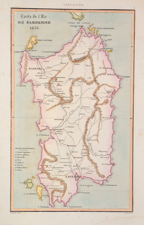 Carte de l’Ile de Sardaigne 1832.