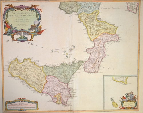 Partie meridionale du Royaume de Naples , au se trouvent la Calabrie et l´isle et Royaume de Sicilie