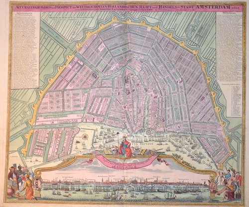 Accurata Grundris und Prospect der Weltberuhmten Hollandischen Haupt und Handels- Stadt Amsterdam