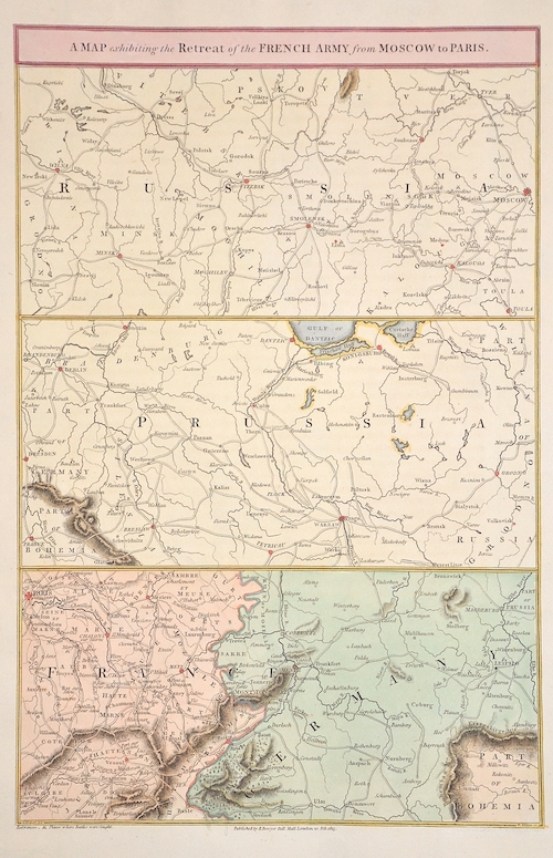 A map exhibiting the Retreat of the french army from Mocow to Paris