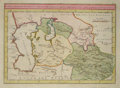 Karte von Karazm Turkestan und großem Bukarey zu der allgemeinen Reisebeschreibung aus den englischen Schrifstellern