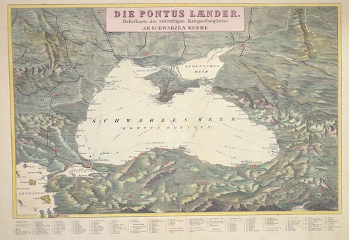 Die Pontus Laender Reliefkarte des zukünftigen Kriegsschauplatzes am Schwarzen Meere