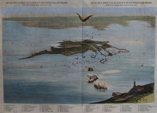 Bird´s eye view of Cronstadt of the isle Kotline and of the gulph of Finland to Saint- Petersbourg