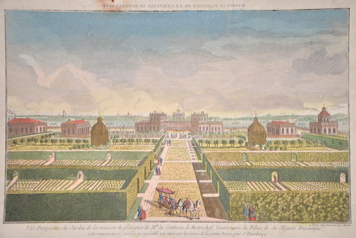 Vue Perspective du Jardin de la maison de plaisance de Mde. La Comtesse de Bestoucheff..