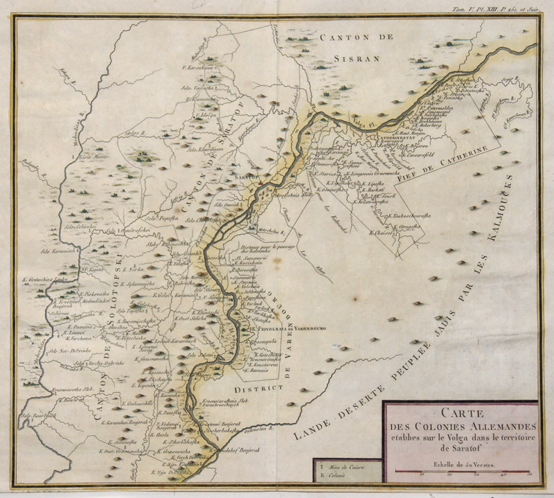 Carte des Colonies Allemandes etablies sur le Volga dans le territiore de Saratof