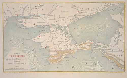 Carte de la Crimee et des Territoires voisins jusqu’a Odessa, Anapa, Kherson,