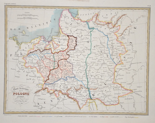 Carte historique de la Pologne presentante ses divers demembrenens..