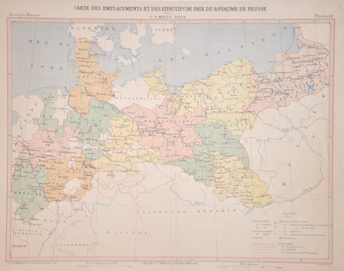 Carte des Emplacements et des effectifs de Paix du Royaume de Prusse