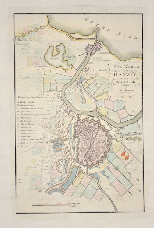 Plan Karta över Danzig och Weixel-Münde.