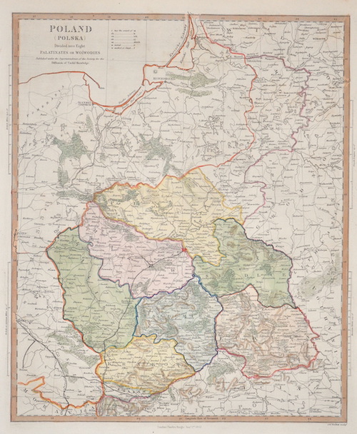 Poland (Polska) Divided into Eight Palatinates or Woiwodies