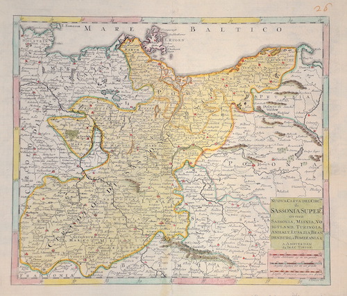 Nuova Carta des Circlo di Sassonia Superre ou vero Sassonia, Misnia, Voigtland, Turingia, Anhalt, Lusazia, Brandenburg, e Pomeraniae u.