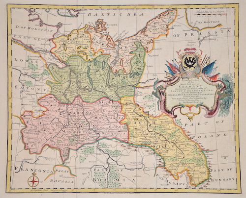 A correct map of the North East part of Germany. Containing the Electorates of Saxony u Brandenburg, and the Duchies of Silesia, Mecklenburg,Pomerania