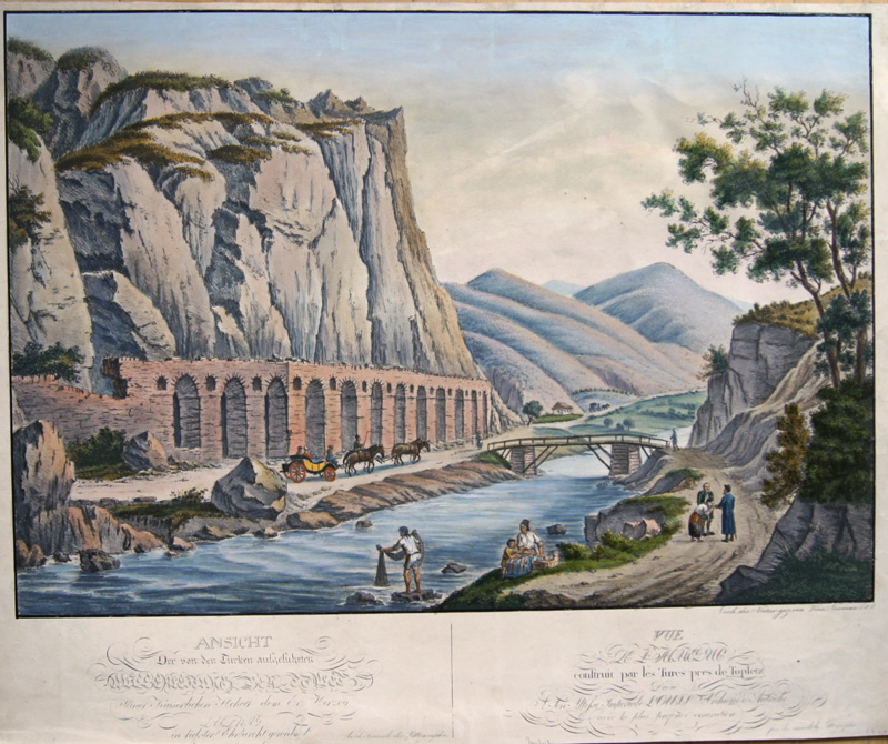 Ansicht der von den Türcken aufgeführten Wasserleitung bej Toplet…z/ Vue de l´Aqueduc construit par les Turcs pres de Topletz..