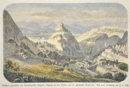 Ansichten und siebenbürischer Bergorte: Nagyág von der Ostseite, von der griechischen Kirche aus.