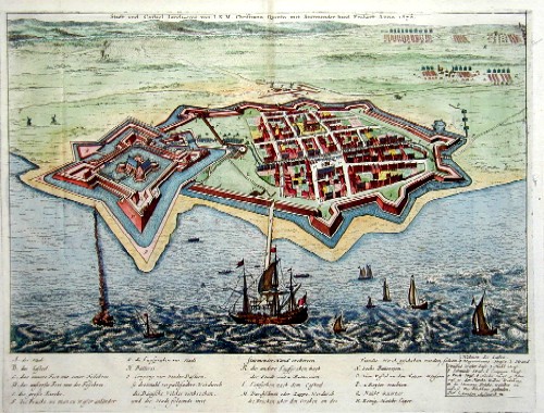 Stadt und Castel Lands-Cron von I.K.M. Christiano Quinto mit Sturmender hand Erobert Anno 1676