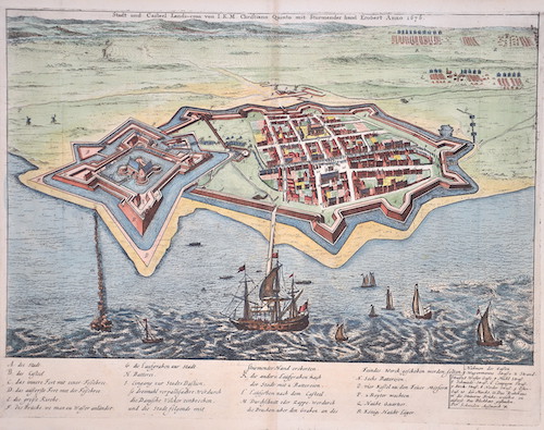 Stadt und Castel Lands-Cron von I.K.M. Christiano Quinto mit Sturmender hand Erobert Anno 1676