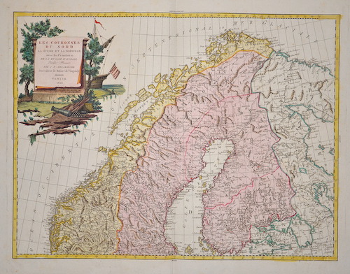 Les couronnes du nord la Suède et la Norwège avec les frontières de la Russie d´Europe