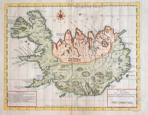 Karte von Jsland zur Fortsetzung der allgemeinen Historie der Reisen nach Hrn Horrebows seiner gezeichnet.l