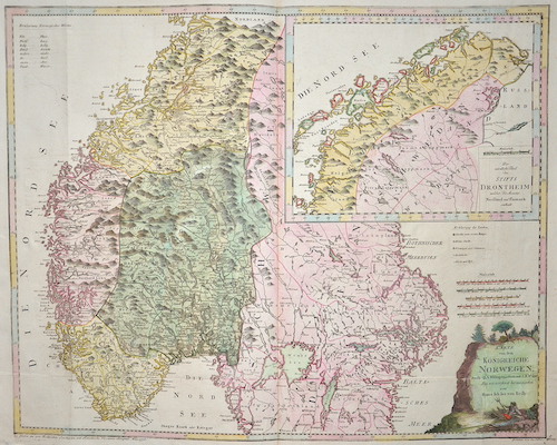 Karte von dem Königreiche Norwegen. Nach O. A. Wangensteen und I. N. Wilse Neu verzeichnet herausgegeben von Franz Joh.Jos. Von Reilly.
