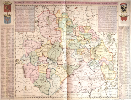 Carte du royaume de Boheme. La chronologie de ses rois. Les états de Silesie, Moravie et Lusace.