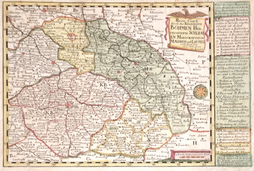 Reise-Carte durch das Königreich Böhmen Herzogthum Schlesien Marggrafthum Maehren und Lausitz