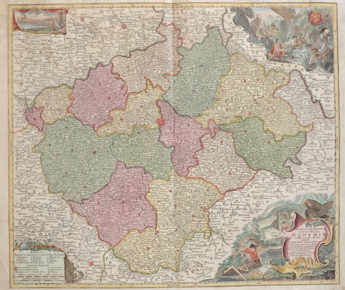 Mappa Geographica totius Regni Bohemiae in XII. Circulos divisae, annexis Comitatu Glacensi et Districtu Egerano..