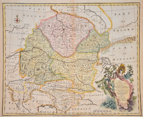 A correct map of the South East part of Germany, including the Elextorate of Bavaria, Arch Bishop of Saltzburg und Kingdom of Bohemia.