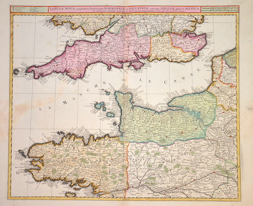 Tabula Nova complectens Praefecturas Normanniae, et Britanniae, una cum Angliae, parte et Manica.