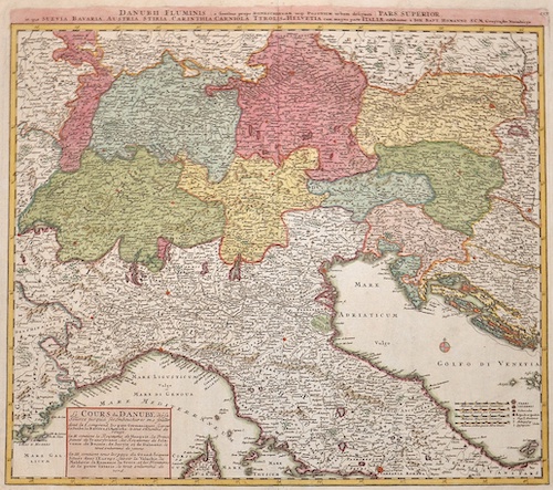 Danubii fluminis pars superior in qua Suevia , Bavaria, Austria, Stiria, Carinthia, Carniola, Tyrolis et Helvetia cum magna parte Italiae