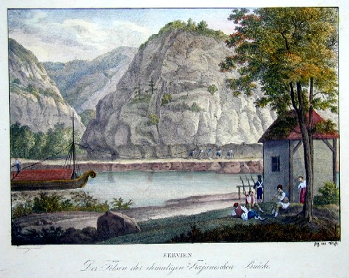 Servien der Felsen der ehemaligen frayanischen Brücke