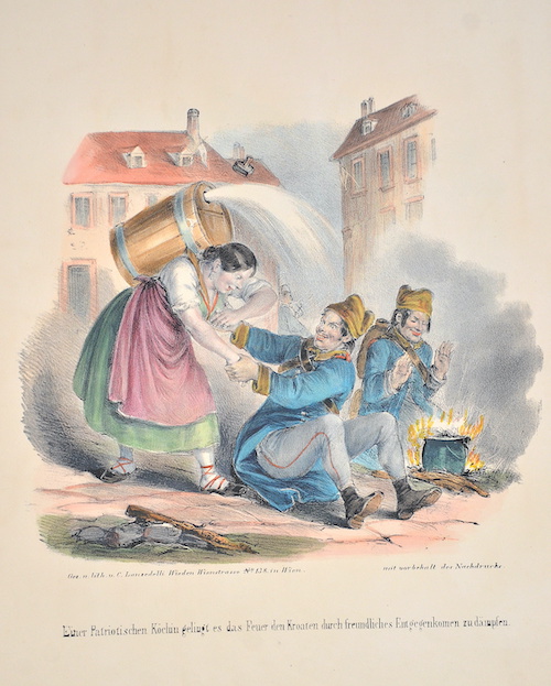 Einer Patriotischen Köchin gelingt es das Feuer den Kroaten durch freundliches Entgegenkomen zu dämpfen.