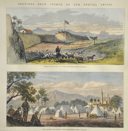 Walls of Nicosia, at the entrance from Larnaca. / Sir Garnet Wolseley’s head-quarters camp, Nicosia.