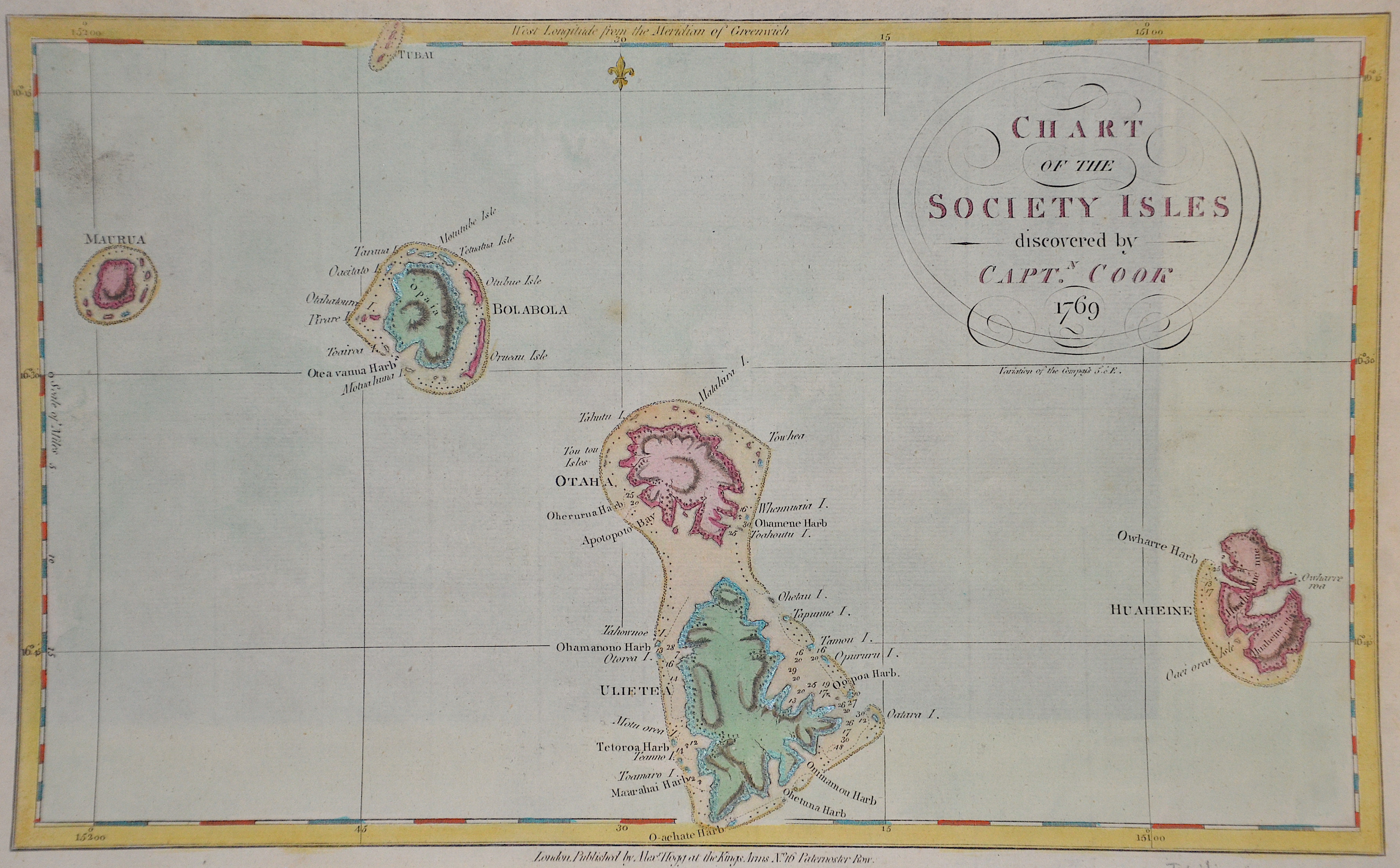Chart of the Society Isles discovered by Capt. Cook 1769