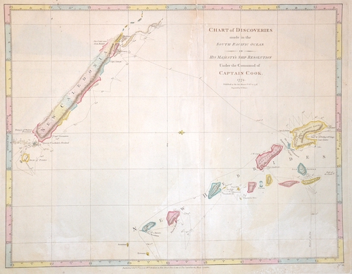 Chart of Discoveries made in the South Pacific Ocean in his Majesty’s ship resolution Under the Command of Captain Cook. 1774.