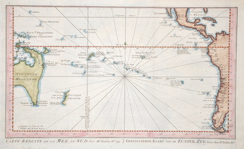 Carte Reduite de la Mer du Sud, Par Mr. Bellin / Gereduceerde Kaart van de Zuider-Zee, Door den Hr. Bellin