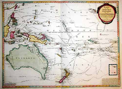 Karte von der Inselwelt Polynesien oder dem Fünften Welttheile
