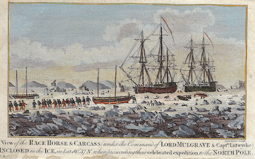 View of the Race Horse & Carcass (under the Command of Lord Mulgrave & Captn. Lutwyche) Inclosed in the Ice, ..