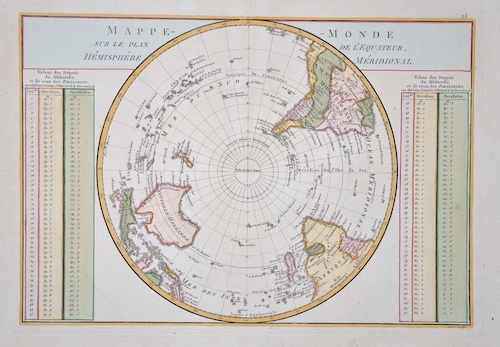 Mappe Monde sur le plan de l´ equateur, Hemisphere meridionale