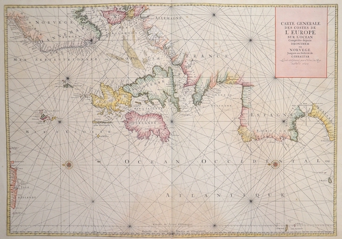 Carte Generale des Costes de l’Europe sur l’Ocean Comprises depuis Dronthem en Norvege Jusques au Destroit de Gibraltar.