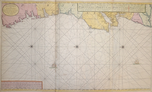 Nieuwe Generale Paskaart van de Cust van Portugal tusschen C: de Finissterre en: St. Vincent / The New Sea Map ofte Coast of Portugal Betwext C:..