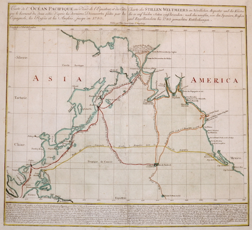 Carte de l’Océan Pacifique au Nord de l’Equateur, et des Costes / Charte des Stillen Weltmeers im Nördlichen Aequator und der Küsten