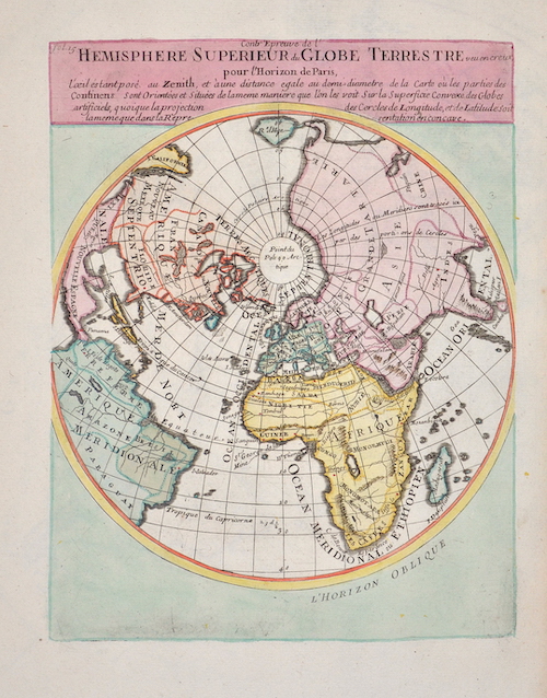 Hemisphere superieur du Globe Terrestre vue en creux pour l´horizon de Paris…