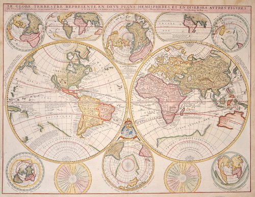 Le Globe Terrestre representé en duex plans- Hemispheres, et en diverses autres figures