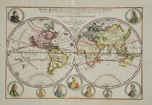 Mappe-Monde ou Carte Generale de la Terre, Dressée sur les observations de Mrs. De l’Academie Royale des Sciences.
